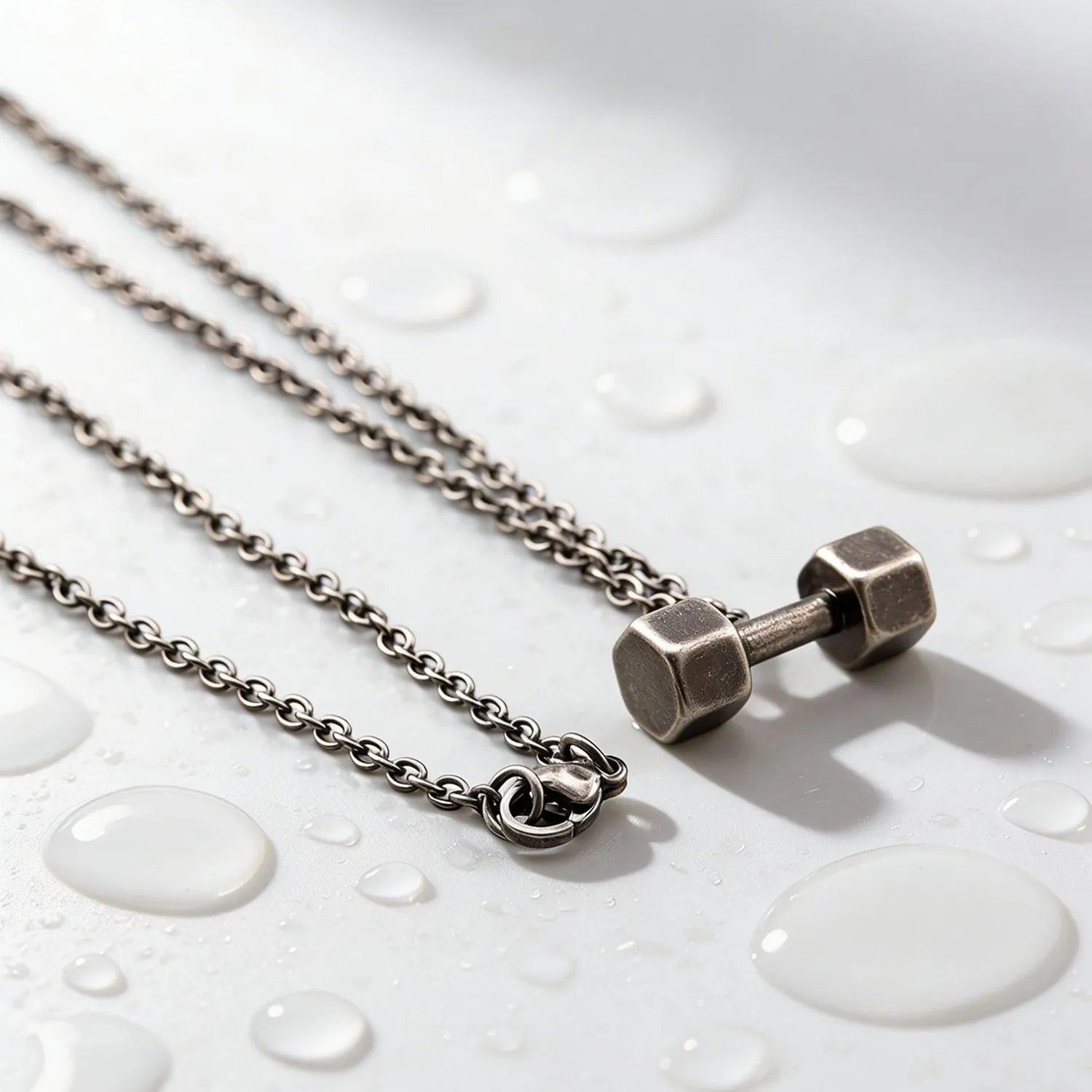 Antique Silver Dumbbell Necklace