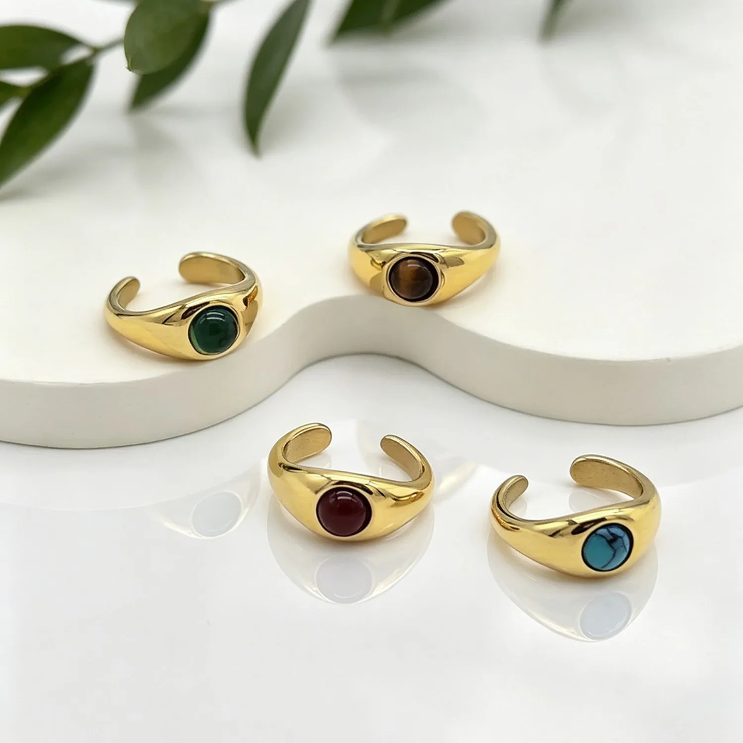 Turquoise Tiger Eye Teardrop Open Ring