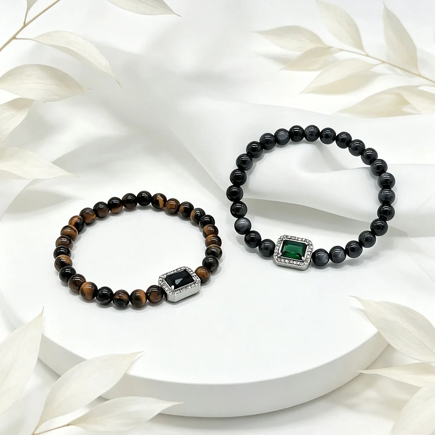 Zircon Tiger Eye Bead Bracelet