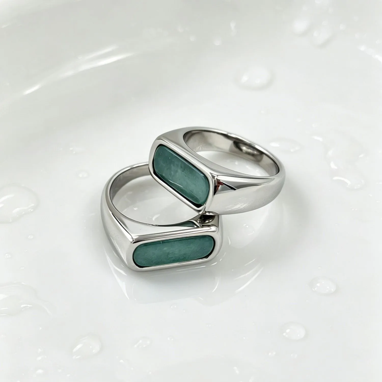 Agate-Set Geometric Ring
