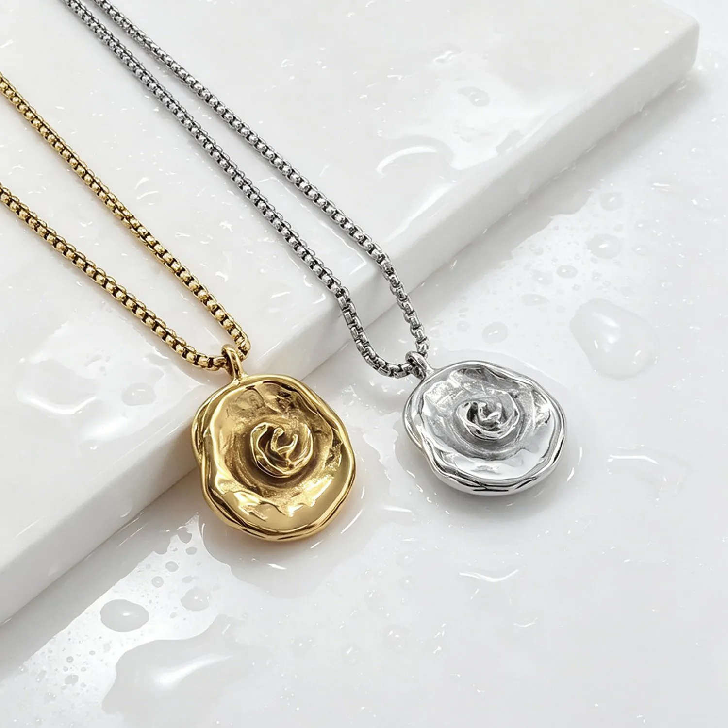 Geometric Rose Charm Choker