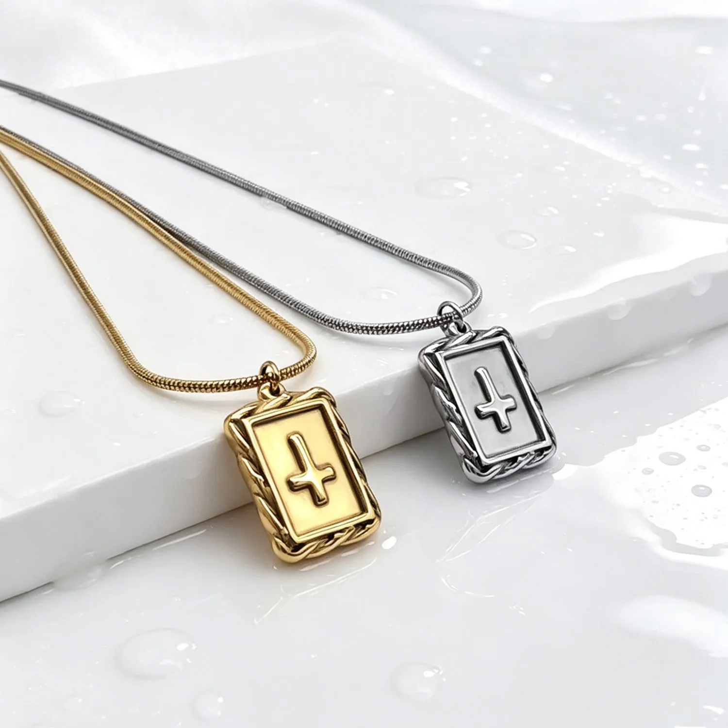 Inverted Cross Pendant Necklace