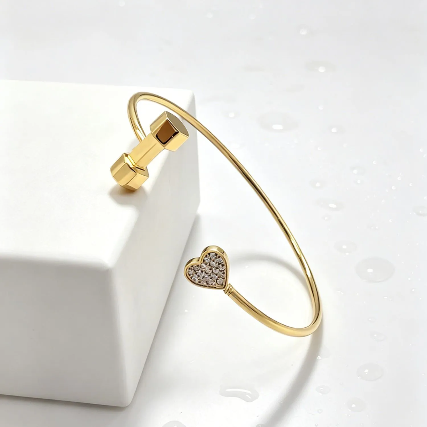 Heart Dumbbell Open Bracelet