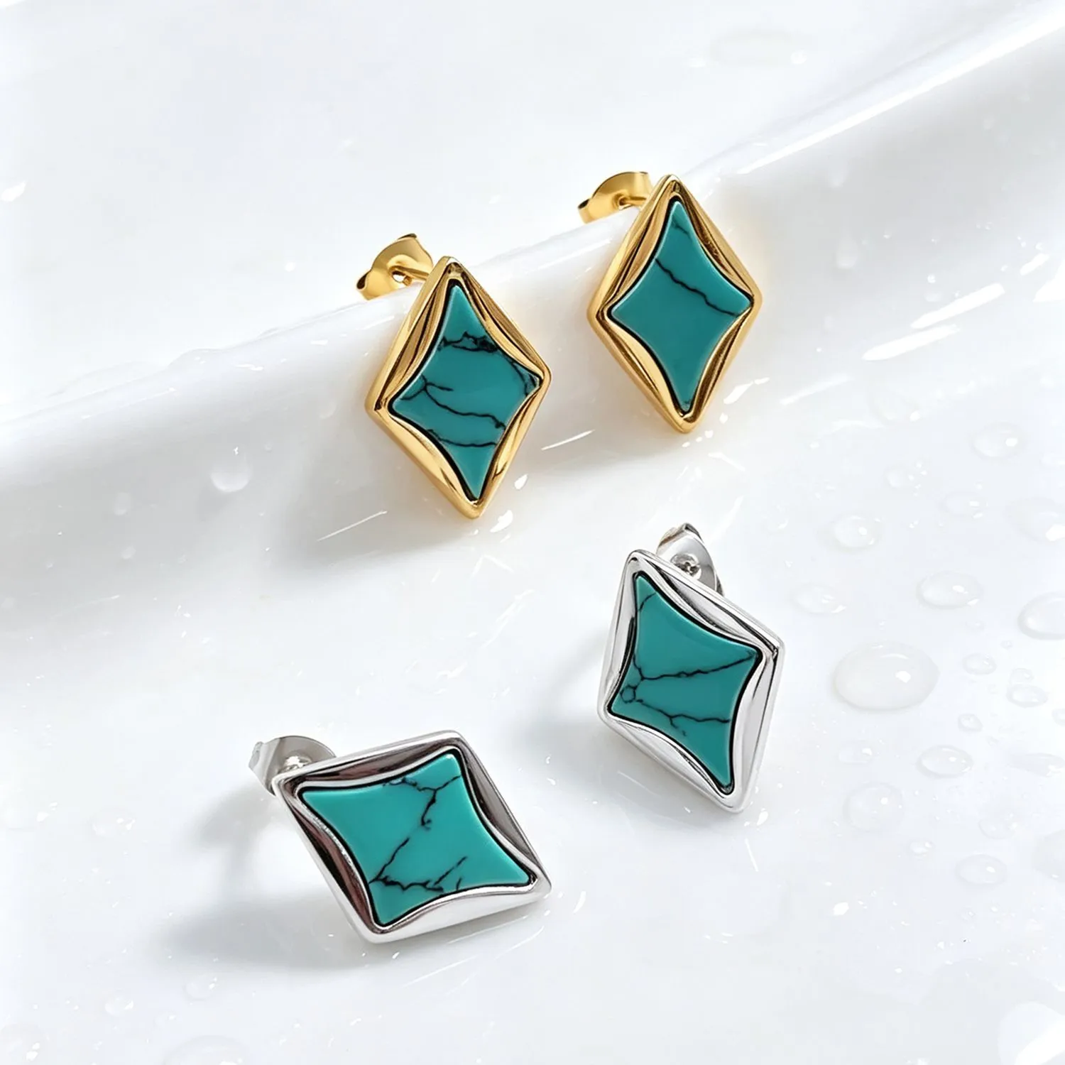 Turquoise Four-Point Star Studs