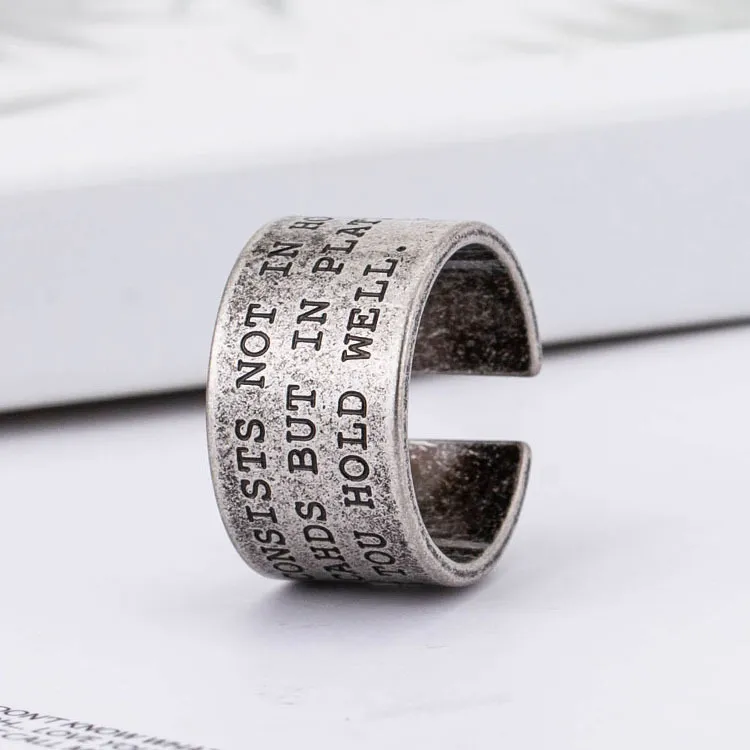 Wide-Band Letter Motto Ring