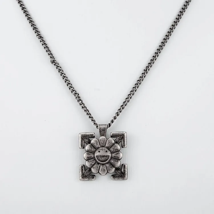 Sunflower Smiley Pendant Necklace