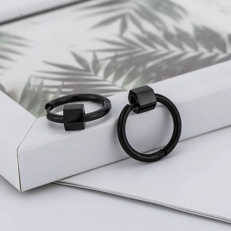 Black Prism Circle Earrings