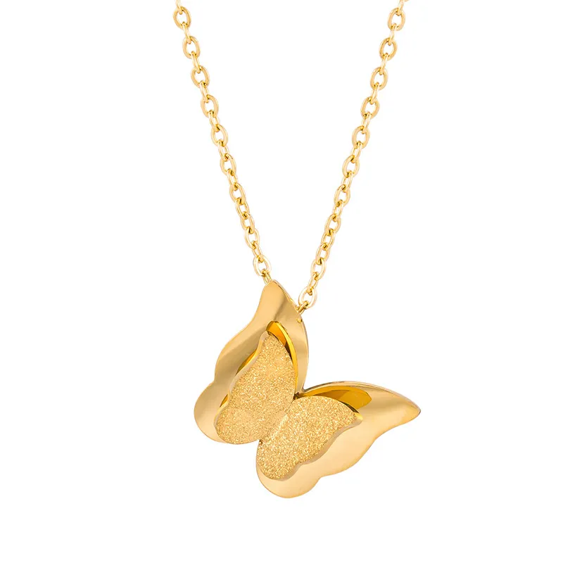 3D Butterfly Layered Rose Gold Necklace
