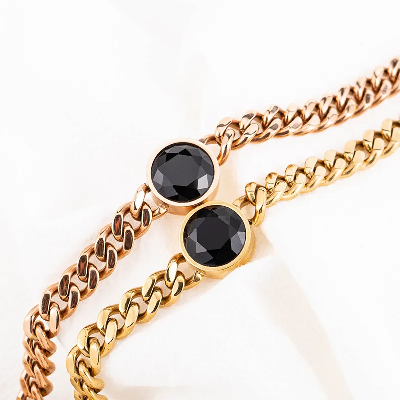 Rose Gold Black Crystal Bracelet