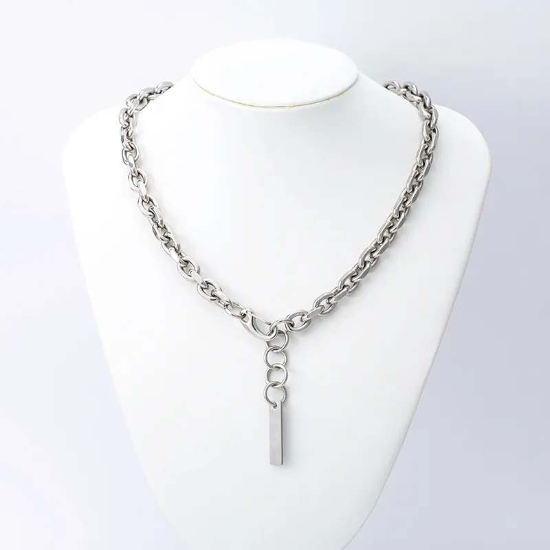 Tag Charm Chunky Chain Necklace