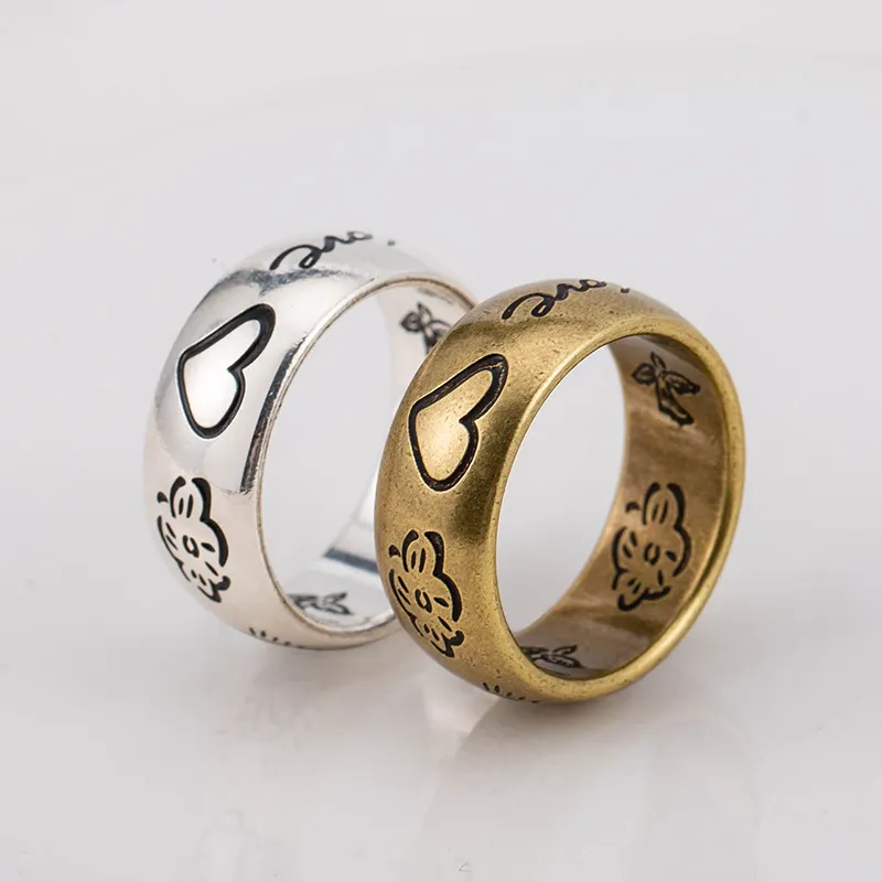 Silver-Bronze Heart Motif Punk Ring