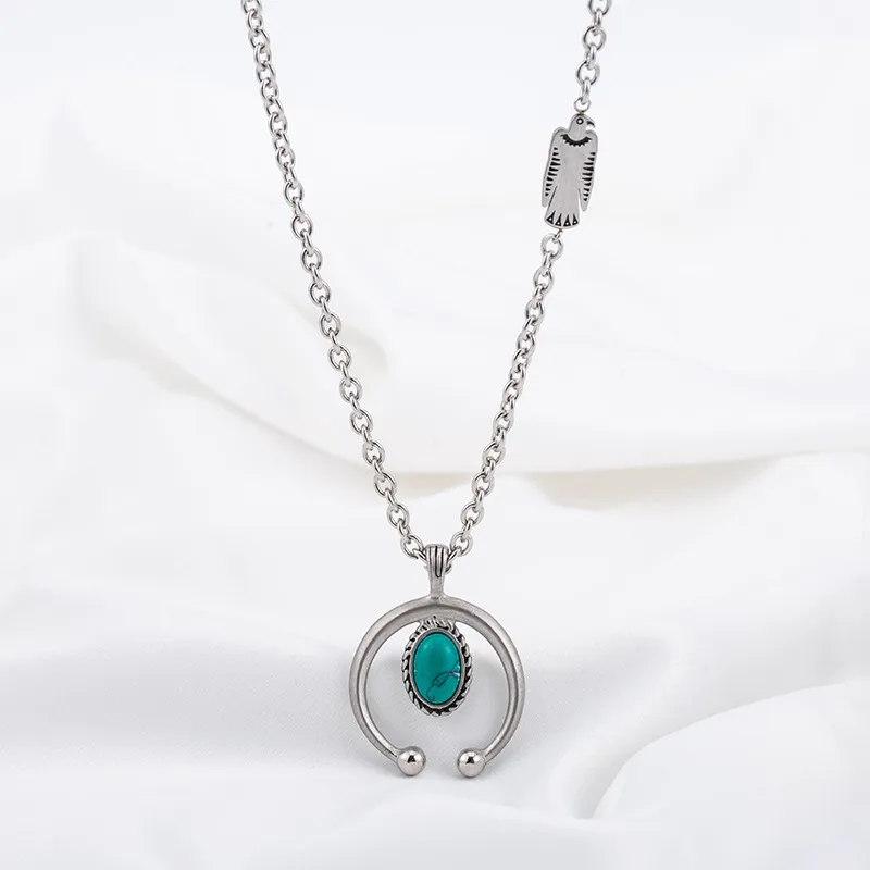 Turquoise Inlay Geometric Necklace