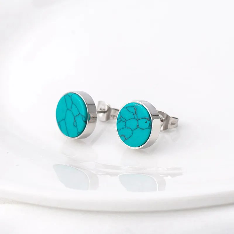 Turquoise Crackle Stud Earrings