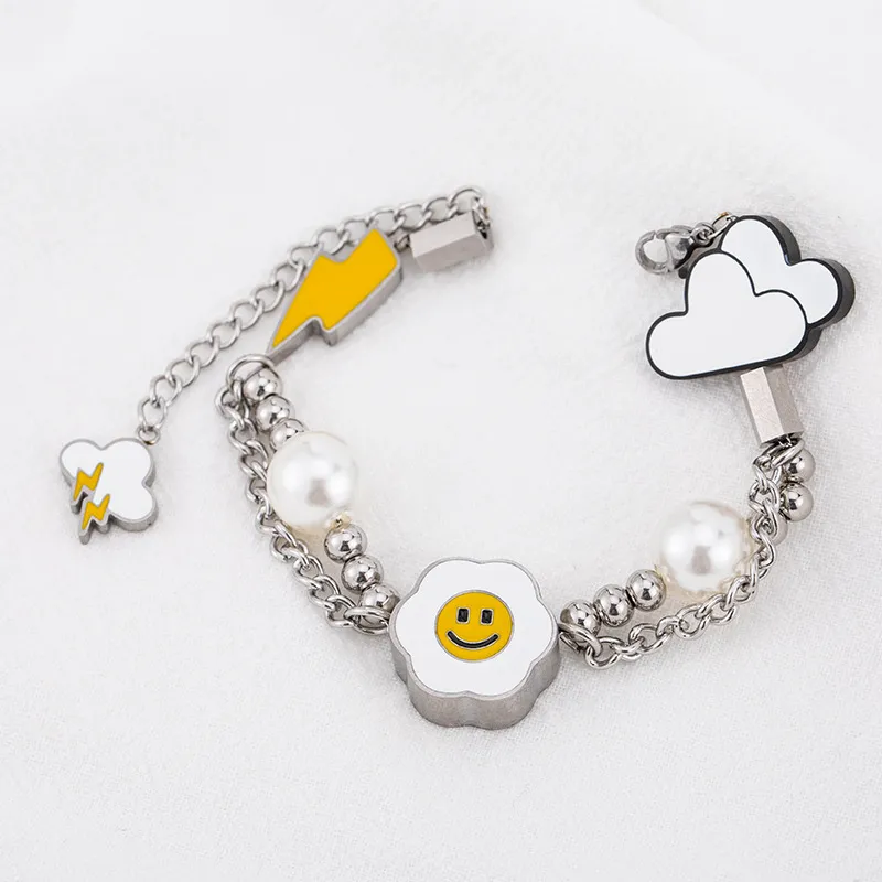 Lightning Cloud Smiley Pearl Bracelet