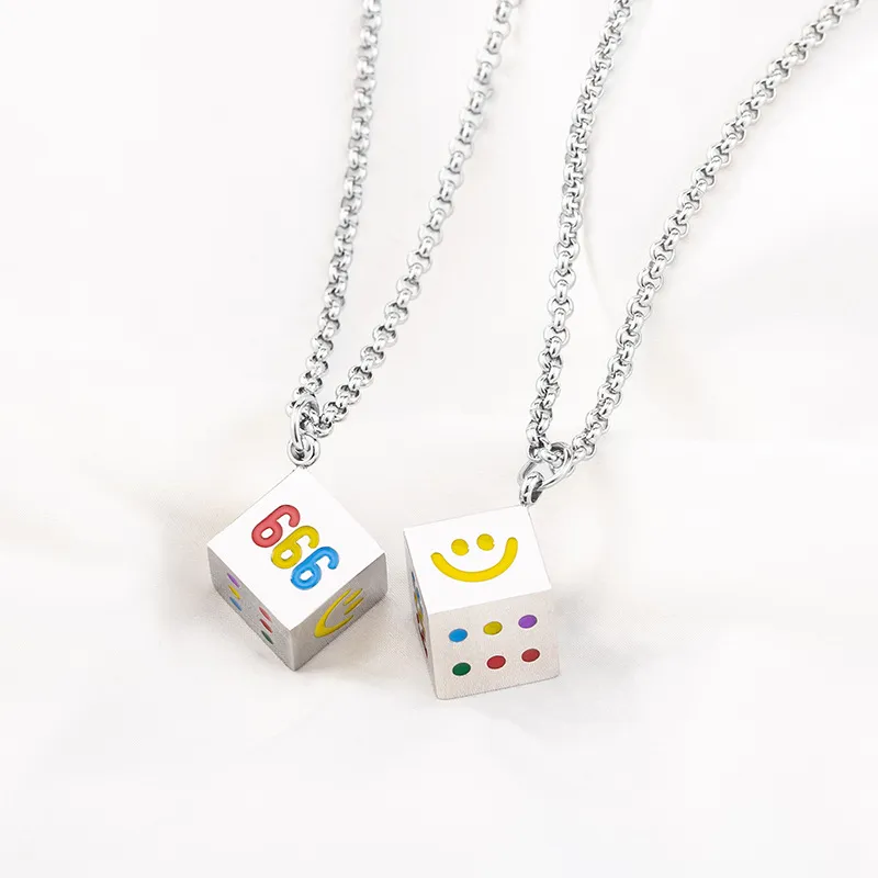 Colorful Smiley Dice Sweater Necklace