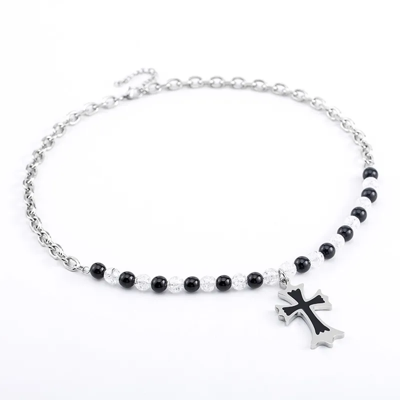 Resin Bead Cross Necklace