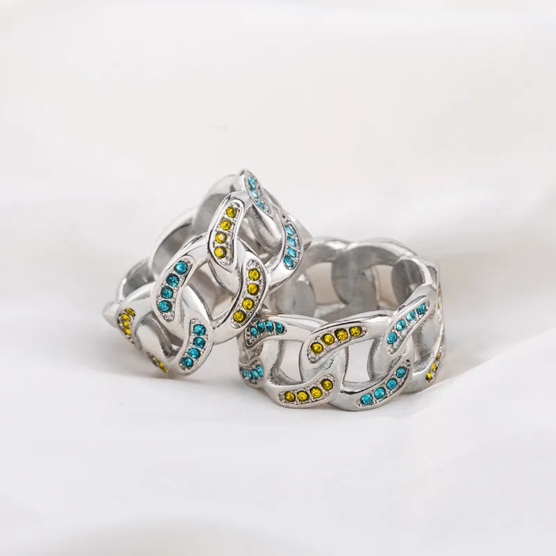 Crystal Cuban Chain Ring