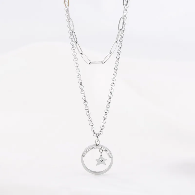 Double-Layer Crystal Star Necklace