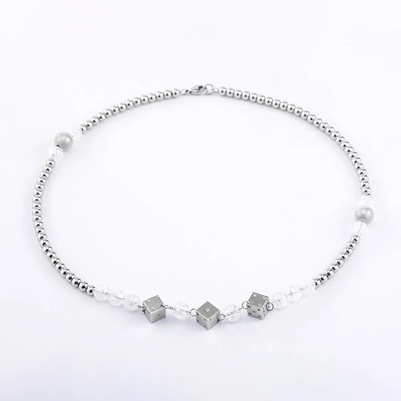 Reflective Bead Dice Necklace