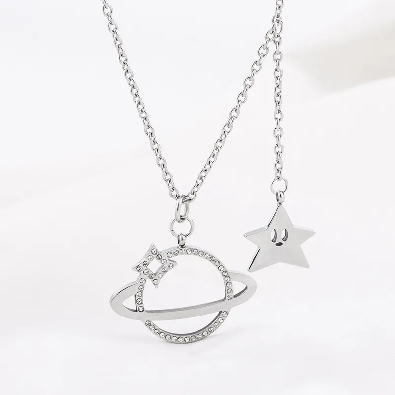 Crystal Star Planet Sweater Necklace