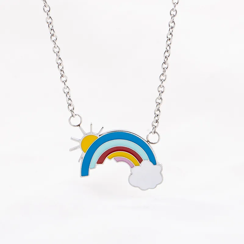 Enamel Sun Rainbow Cloud Necklace