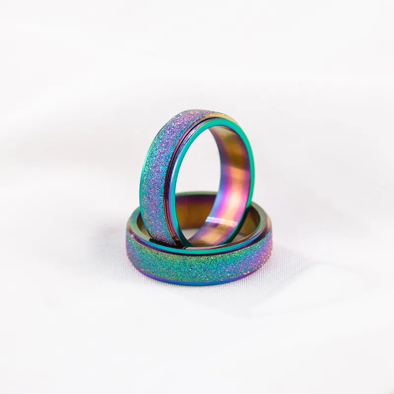 Matte Rainbow Spinner Ring