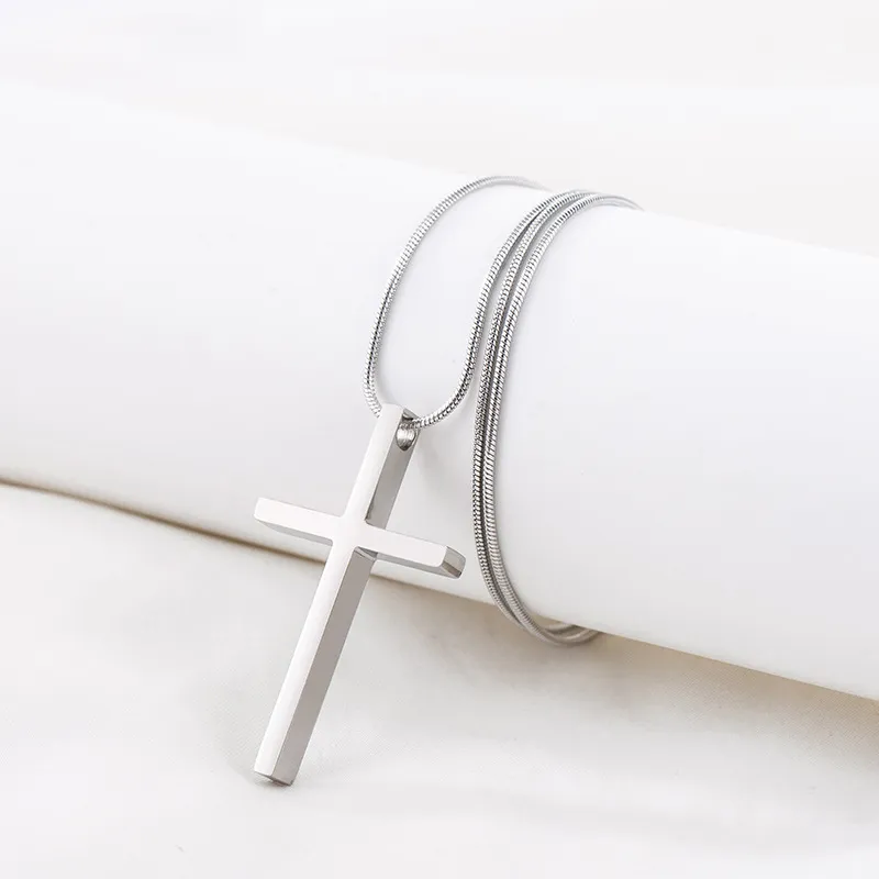 Minimal Long Cross Necklace