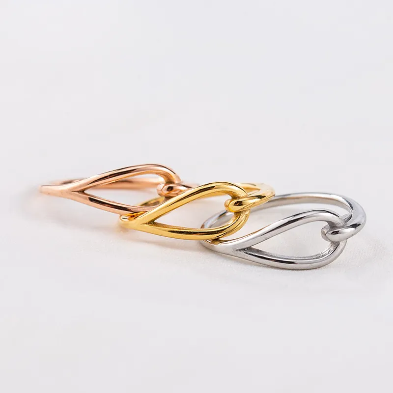 Rose Gold Knot Geometric Ring