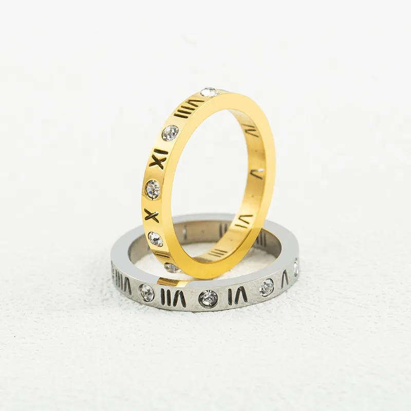 Openwork Crystal Roman Numeral Ring