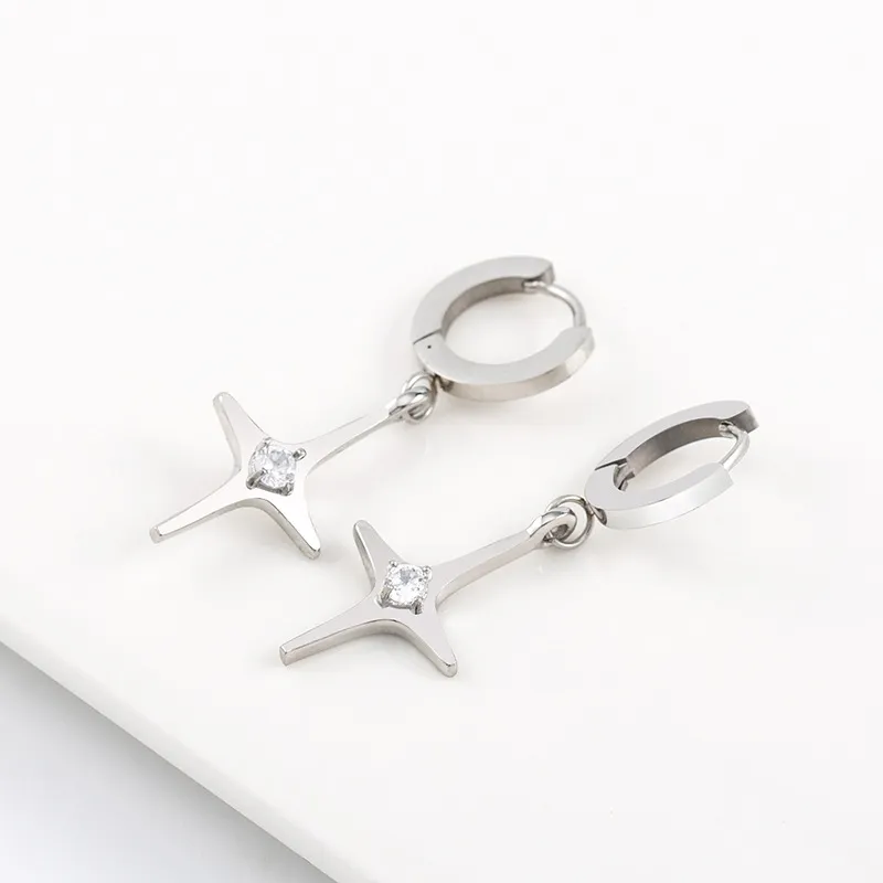 Crystal Four-Point Star Earrings