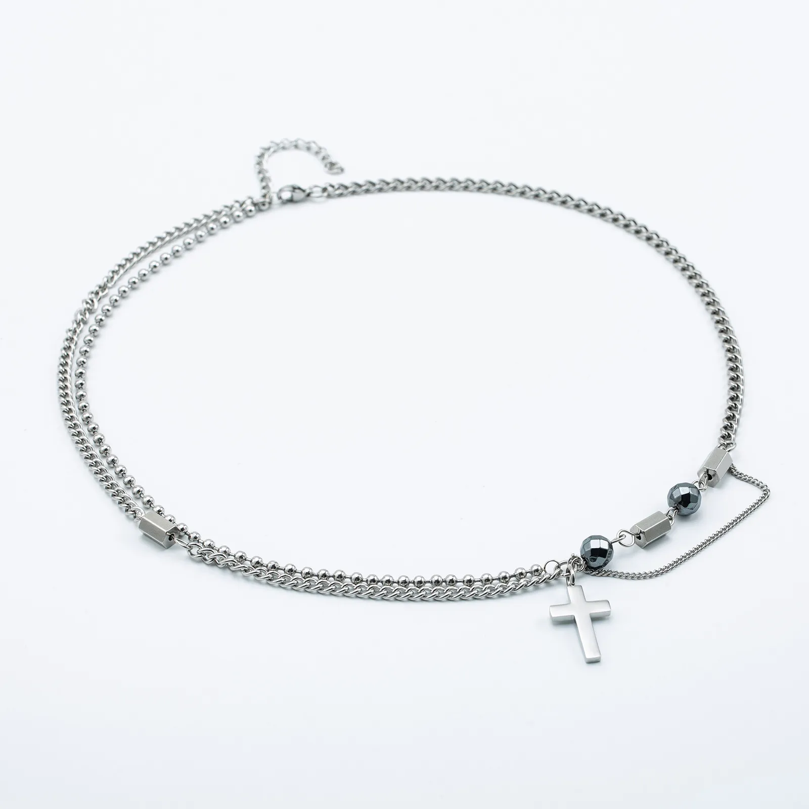 Beaded Cross Hip-Hop Necklace