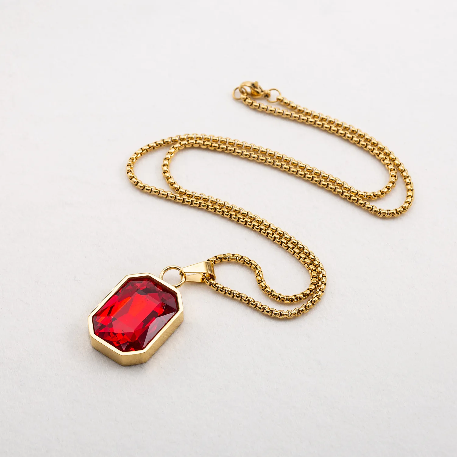 Square Red Gemstone Necklace