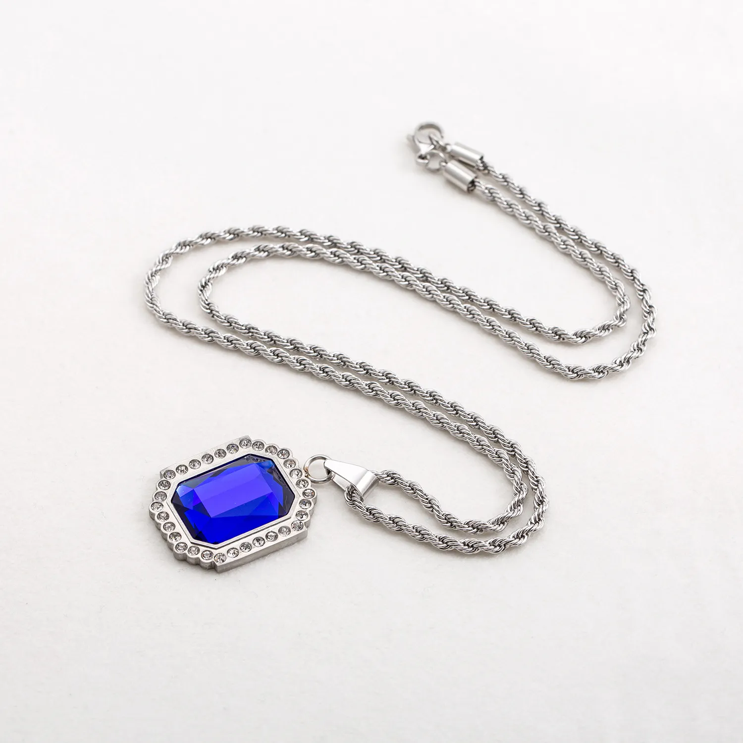 Sapphire Crystal Twist-Chain Necklace