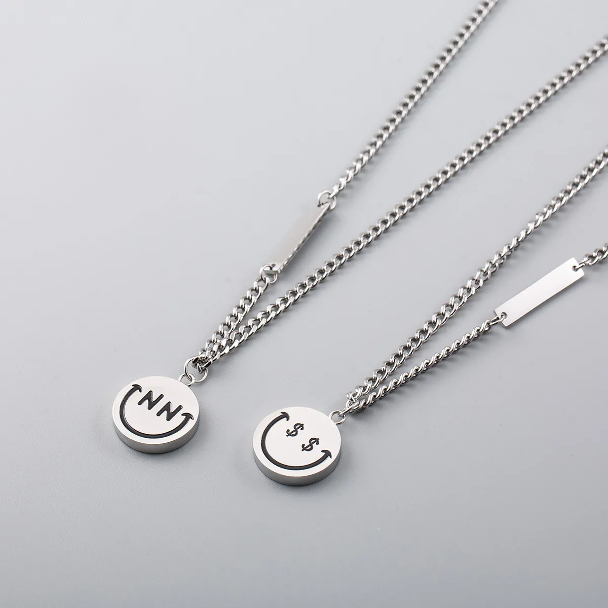 Double-Sided Smiley Pendant Necklace