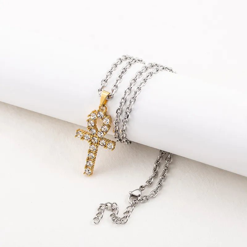 Crystal Cross Long Pendant Necklace