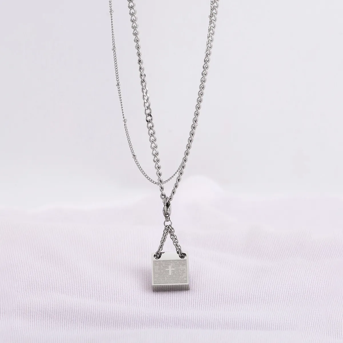 Detachable Square Cross Layered Necklace