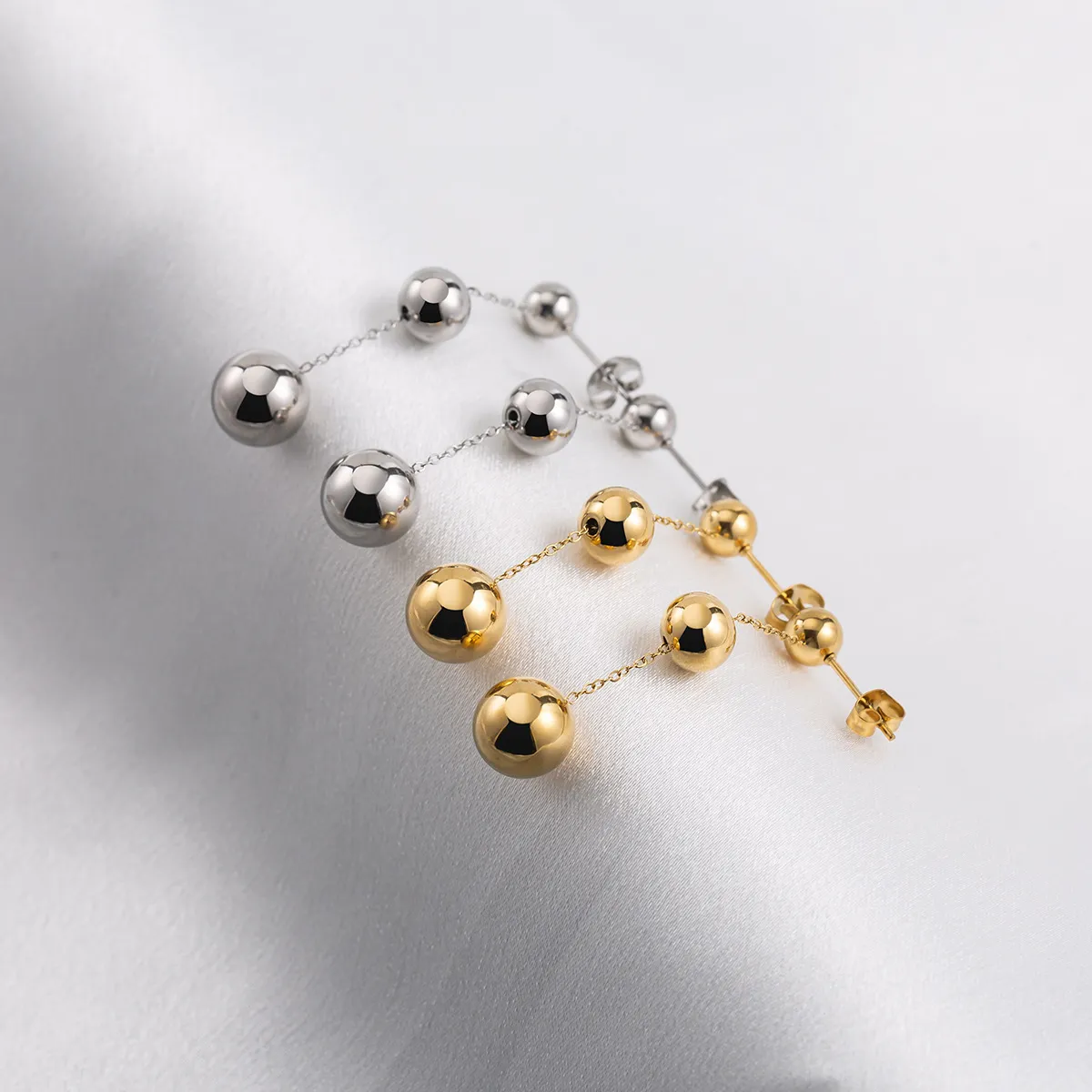 Beaded Tassel Stud Earrings