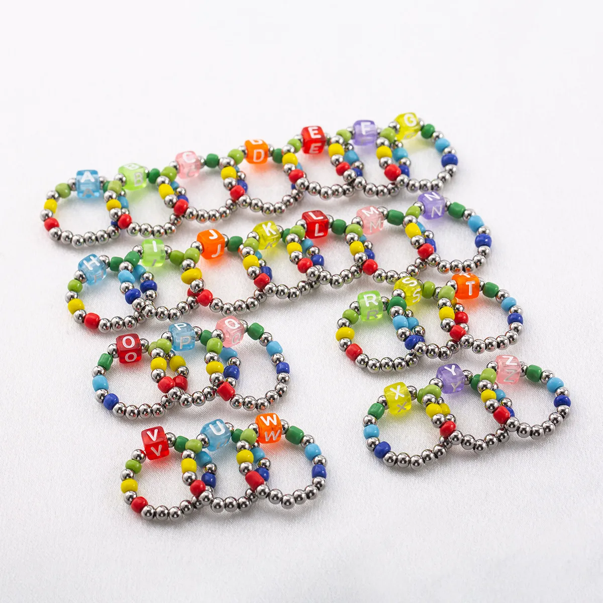 Colorful Alphabet Bead Ring