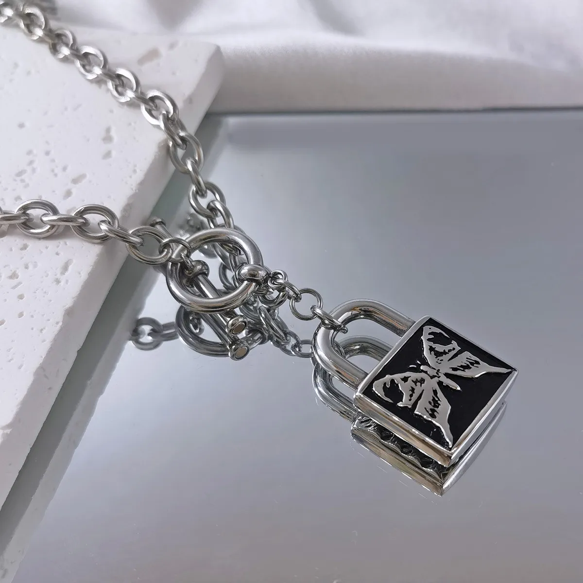 Butterfly Lock Pendant Necklace