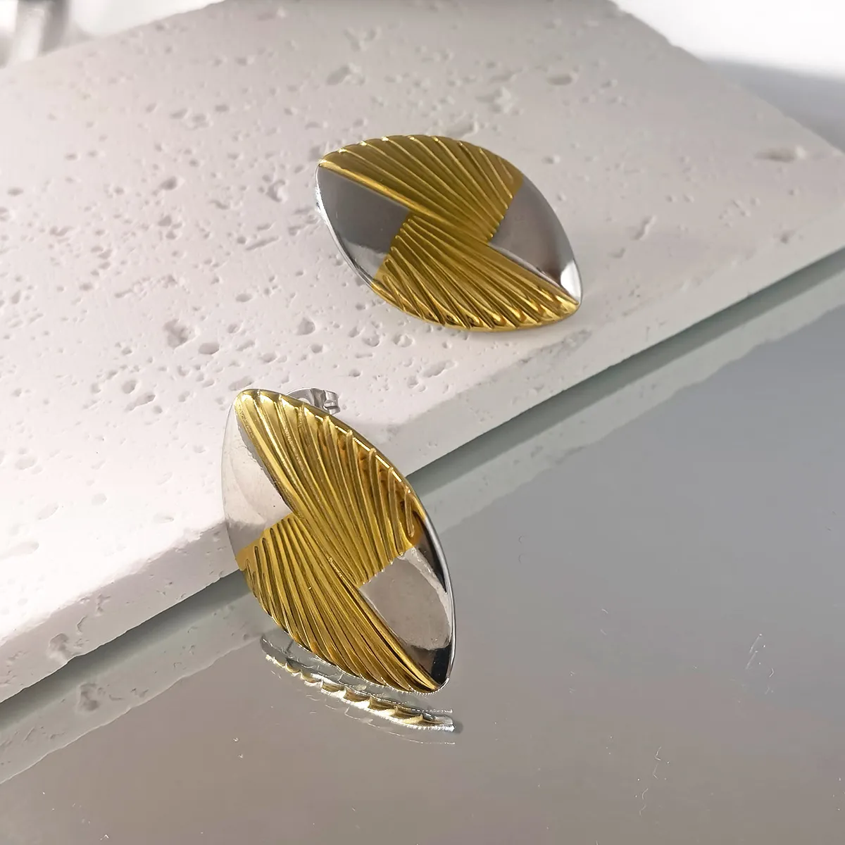Two-Tone Large Leaf Studs