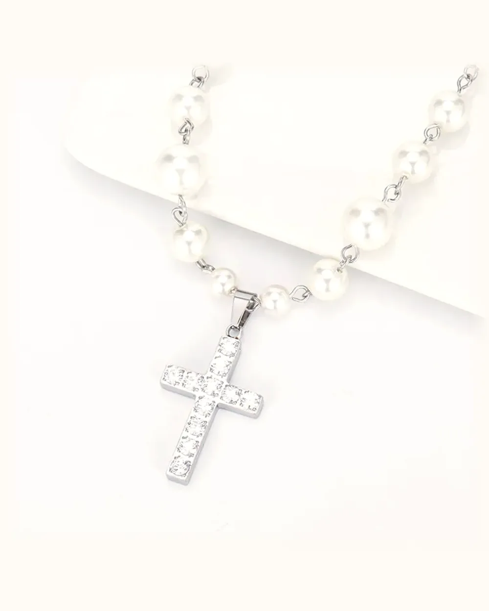 Gold Gem-Set Cross Pendant Necklace