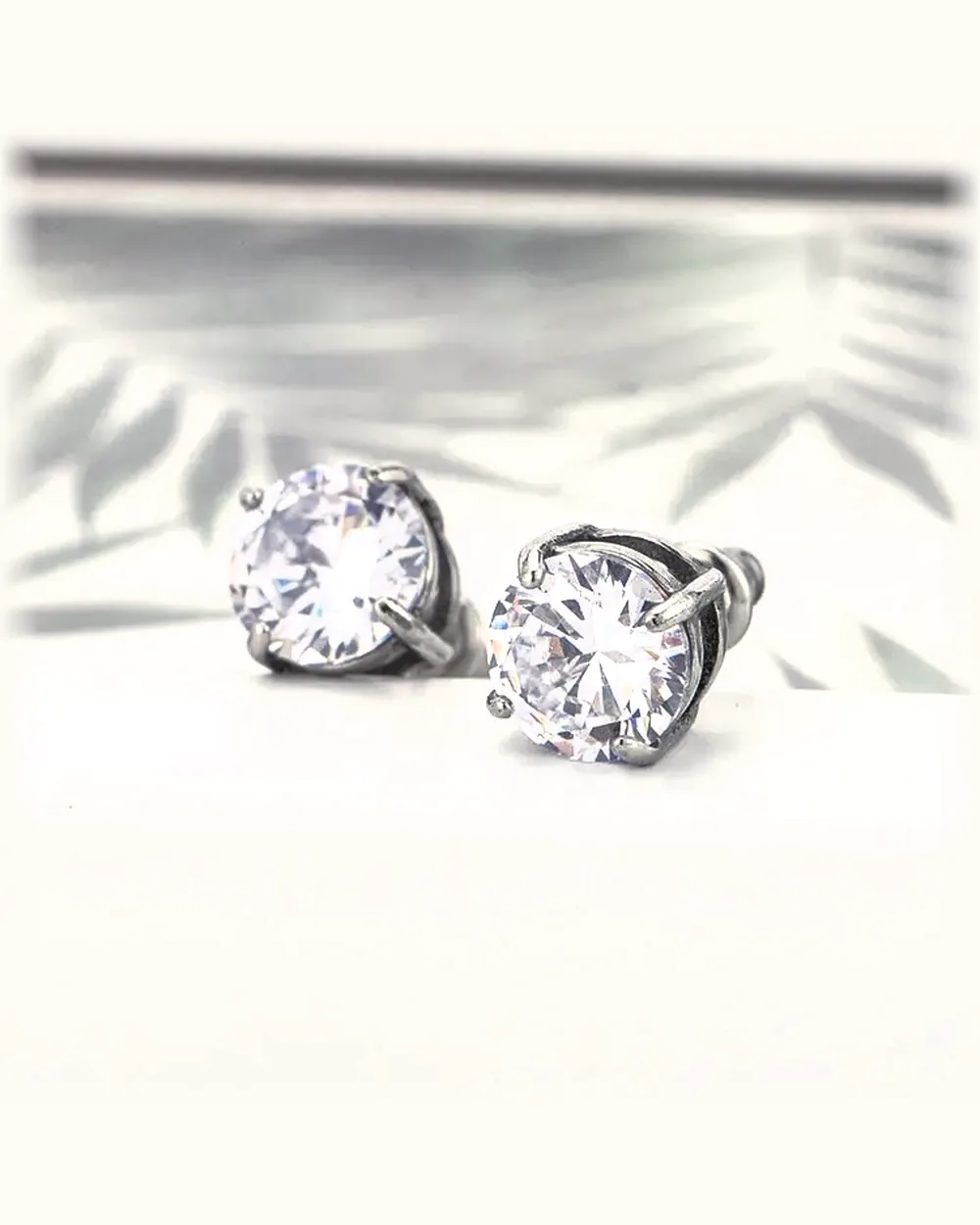 Four-Prong Zircon Stud Earrings