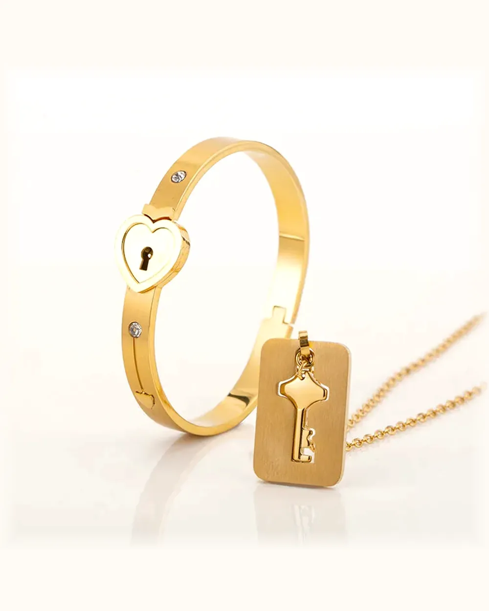 Lock & Key Necklace and Bracelet Set